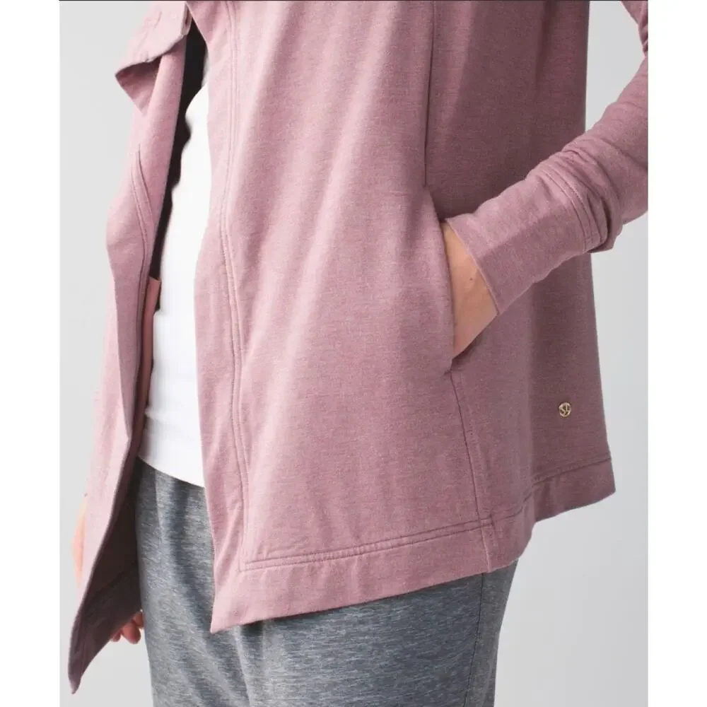 Lululemon Coast Wrap‎ Jacket Size 8 Chalky Rose Funnel Neck Cacoon Wrap Casual
